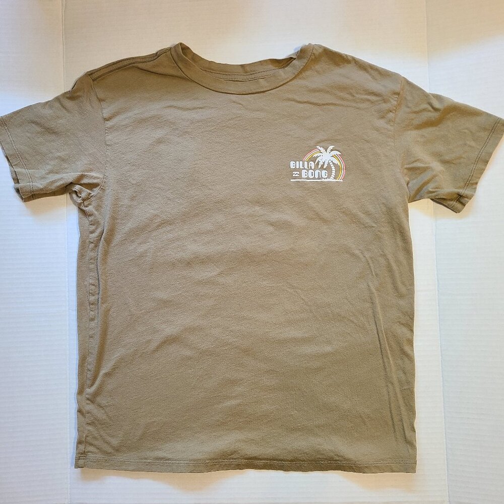 Billabong Olive Green Tee Y2K Front & Back Design Women's Size S